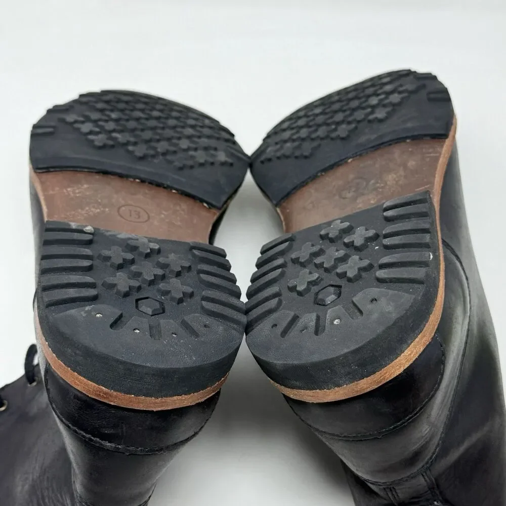Timberland Chukka Boots Mens 13 Black Leather Plain Toe Lace Up Ankle Casual